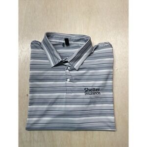 Adidas Golf Primegreen Mens Polo - Short Sleeve - Striped - Snap‎ Button 2XL